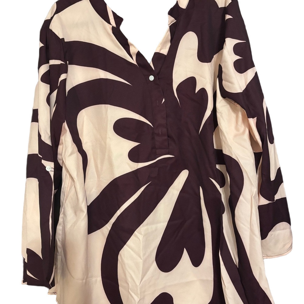 NWOT Shein Stylish Women's Floral Top - Pink and Brownish-Purple